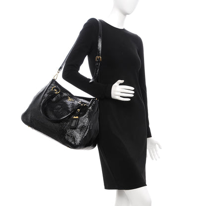 Prada Vernice Naplak Zipper Bowler Tote Black 2 of 11