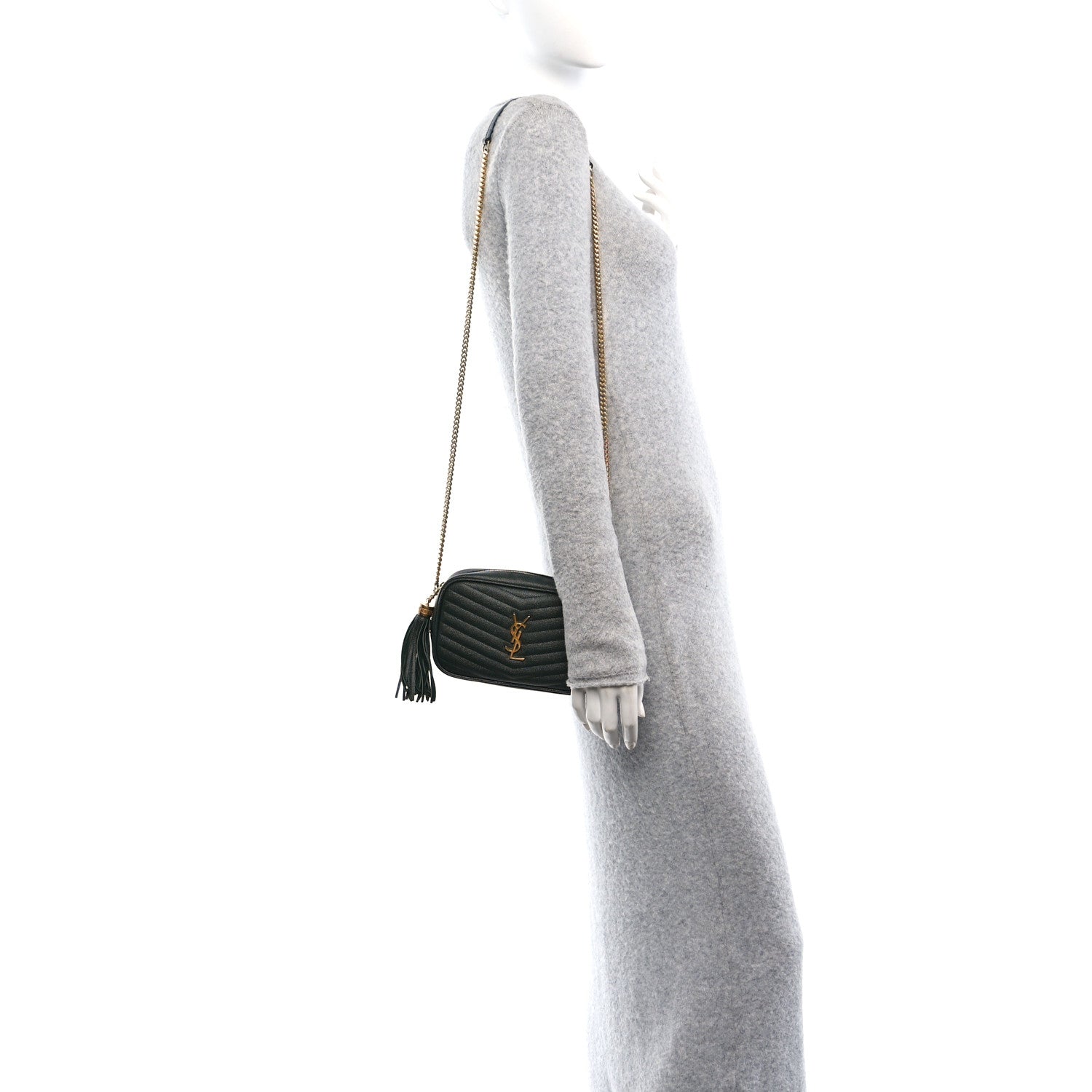 Saint Laurent Grain De Poudre Matelasse Monogram Mini Lou Camera Bag New Vert Fonce 2 of 10