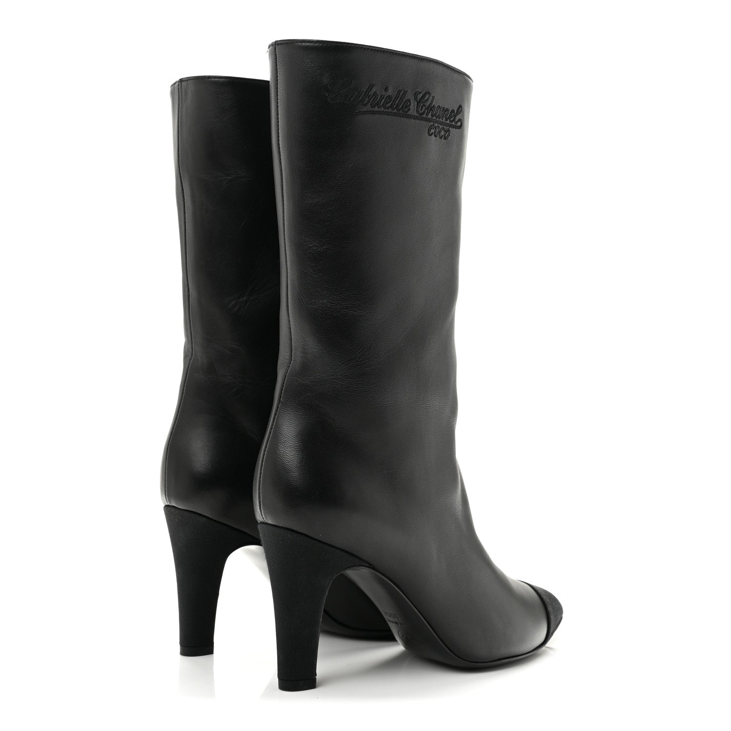 Chanel Lambskin Grosgrain Cap Toe Short Boots 35.5 Black 5 of 10