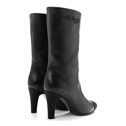 Chanel Lambskin Grosgrain Cap Toe Short Boots 35.5 Black 5 of 10