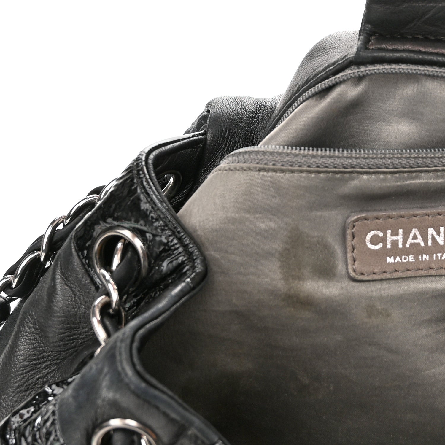 Chanel Lambskin Patent Calfskin Brooklyn Patchwork Accordion Flap Black 10 of 10