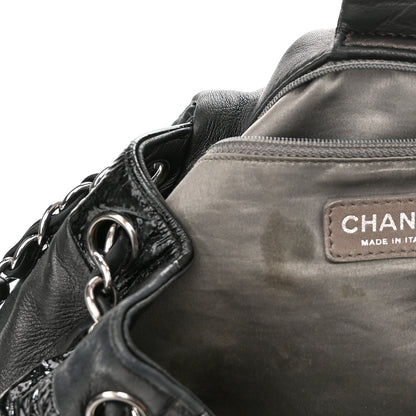 Chanel Lambskin Patent Calfskin Brooklyn Patchwork Accordion Flap Black 10 of 10