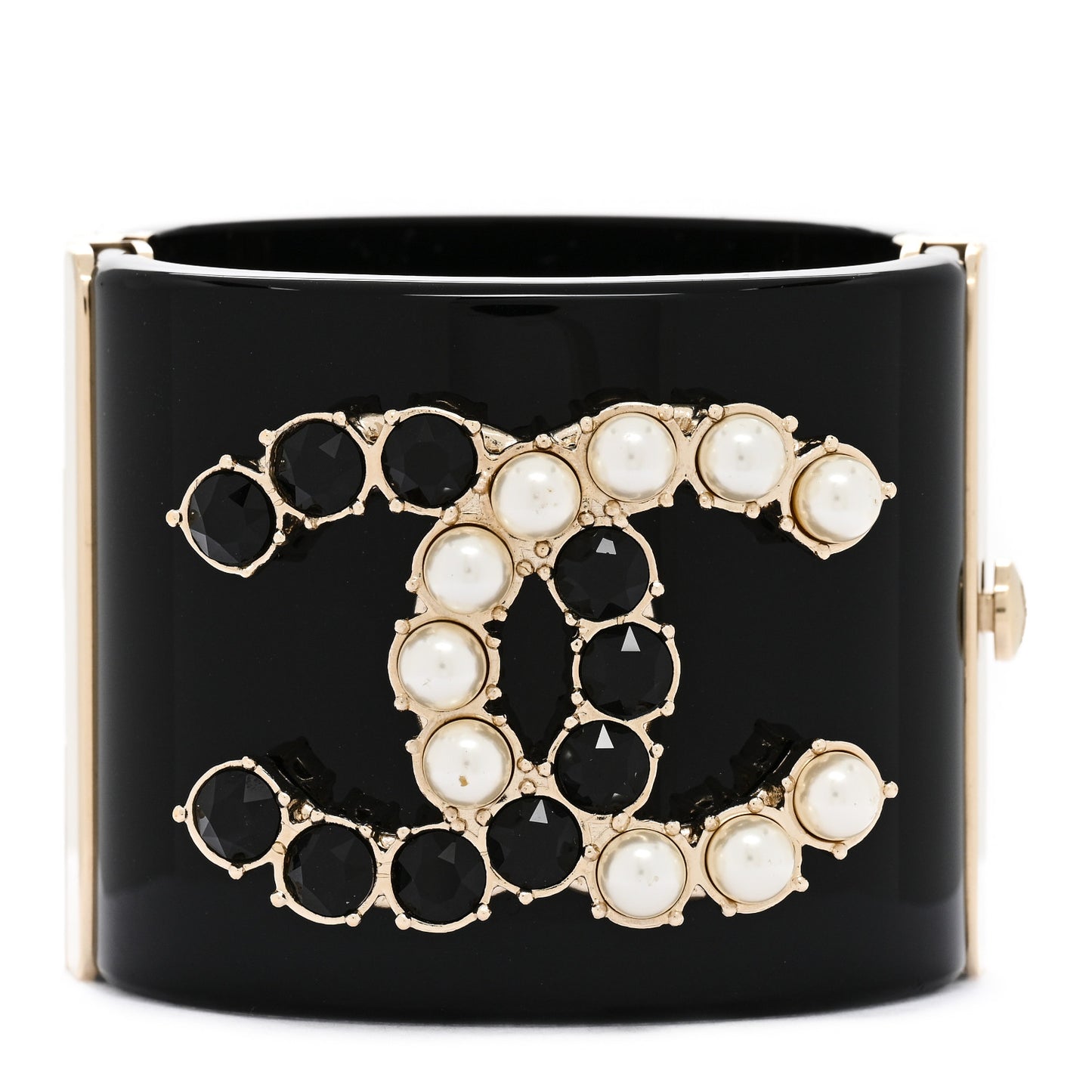 Resin Crystal Pearl CC Cuff Black