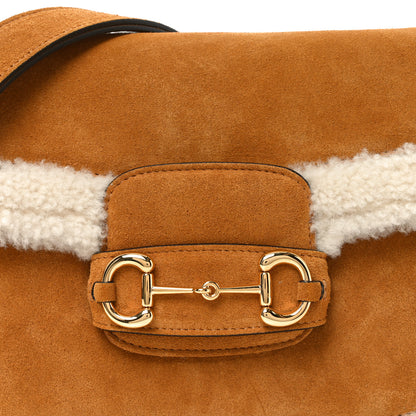 Gucci Suede Shearling Horsebit 1955 Shoulder Bag Brown 8 of 10
