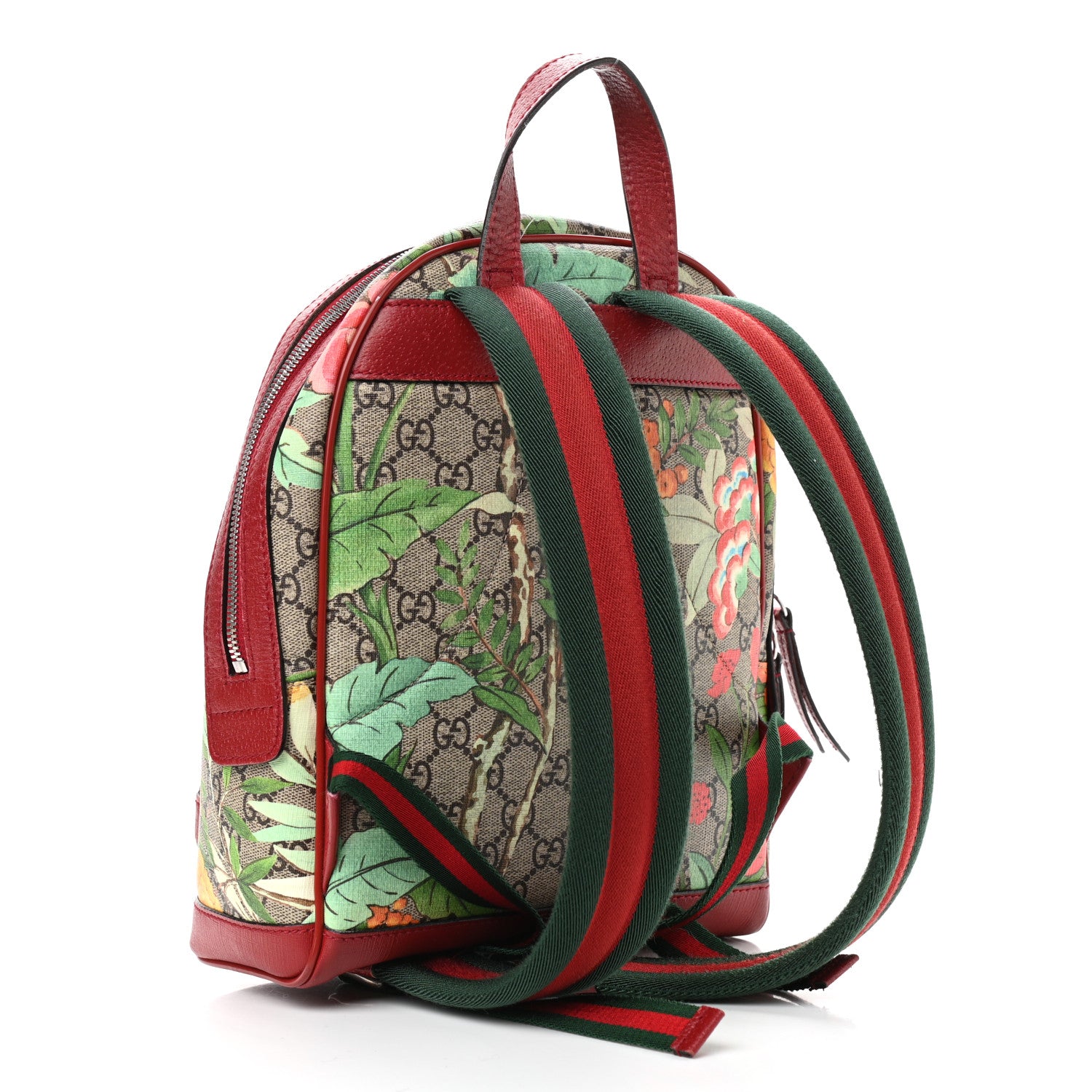 Gucci GG Supreme Monogram Tian Web Small Day Backpack Beige Multicolor Red 3 of 14
