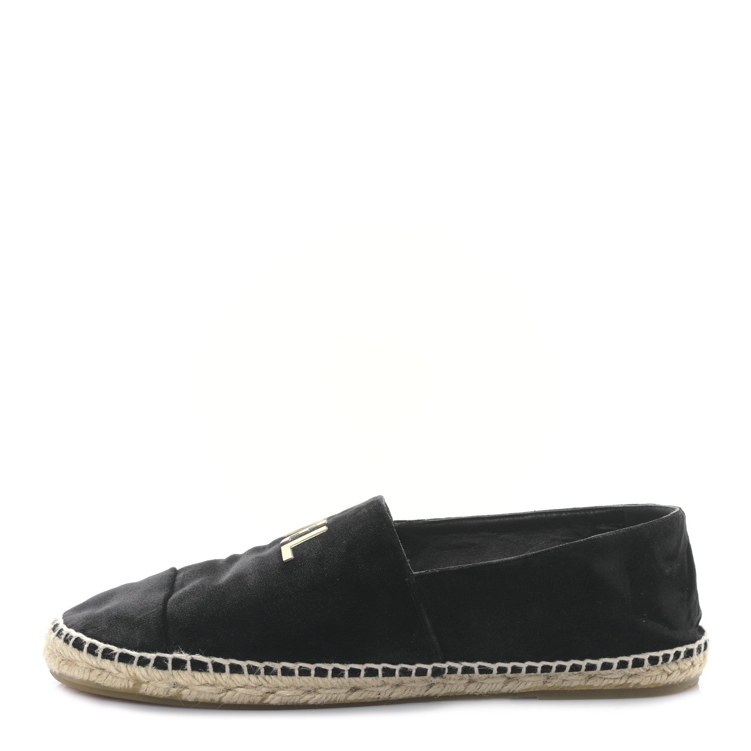 Chanel Velvet Logo Espadrilles 41 Black 1 of 8