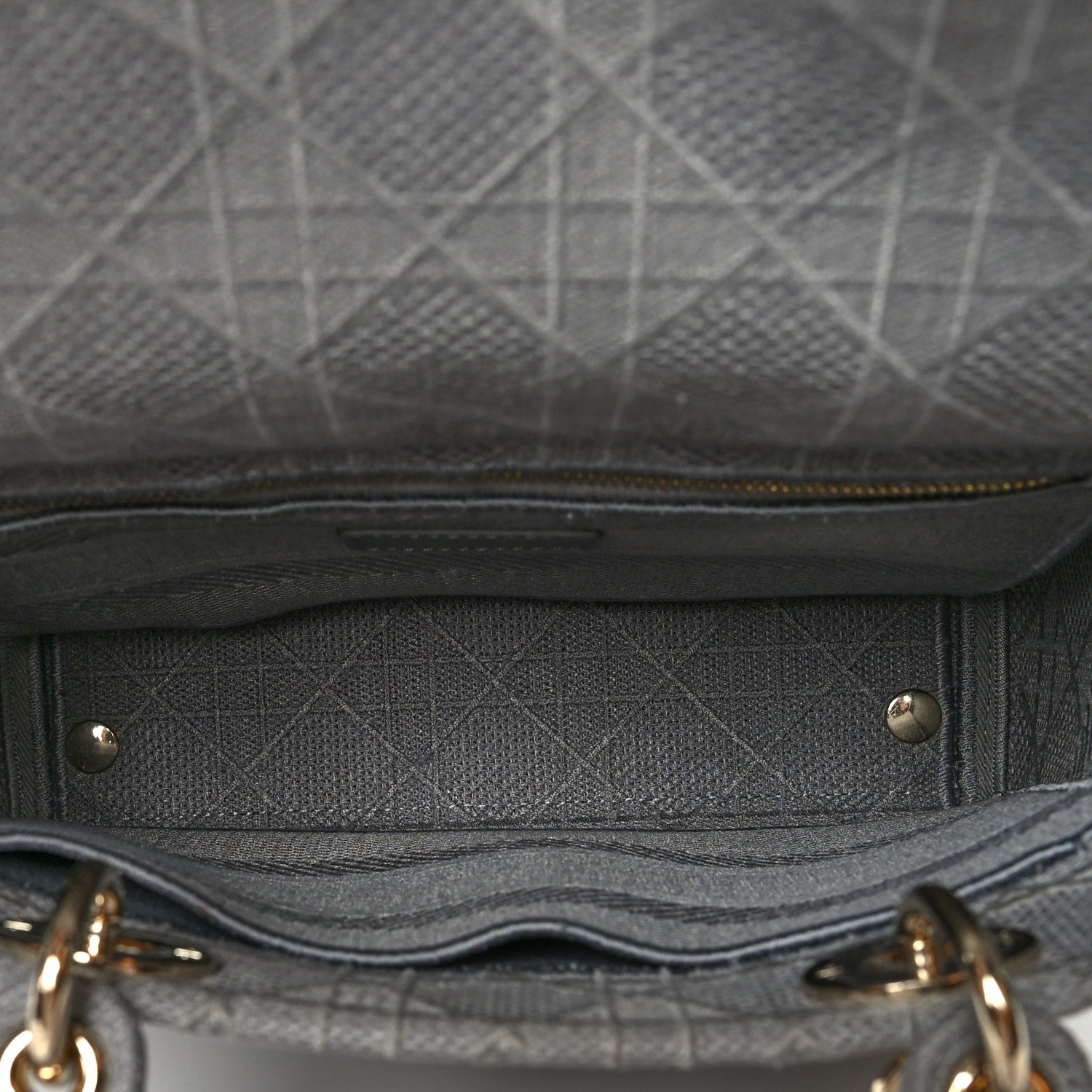 Christian Dior Canvas Embroidered Cannage Medium Lady D-Lite Gray 5 of 10