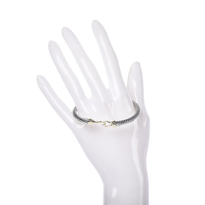 David Yurman Sterling Silver 14K Yellow Gold 5mm Cable Classic Buckle Bracelet 2 of 5