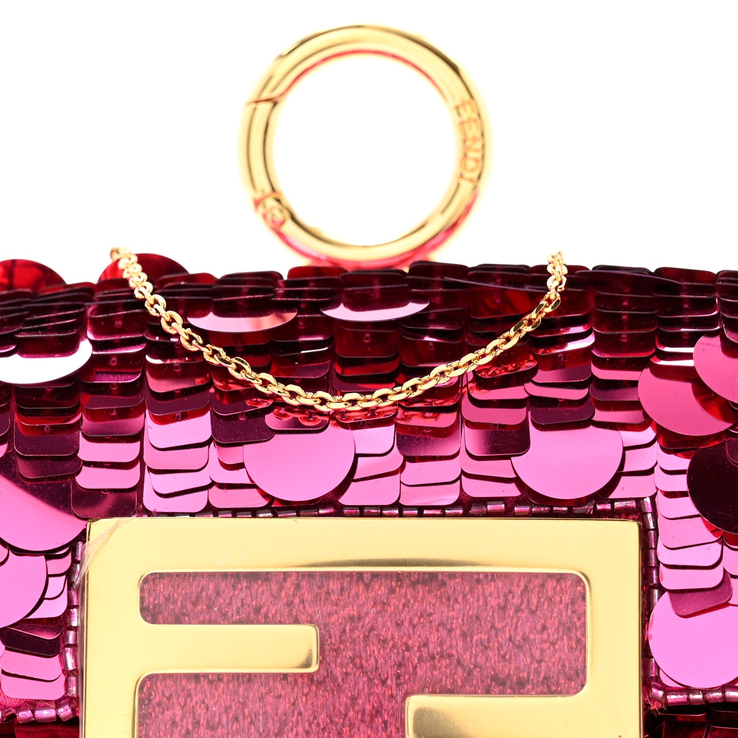 Sequin Paillettes Shiny Nappa Sex and the City Nano Maxi Buckle Baguette Charm Ciclamino Pilar