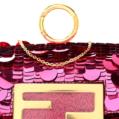 Fendi Sequin Paillettes Shiny Nappa Sex and the City Nano Maxi Buckle Baguette Charm Ciclamino Pilar 8 of 11