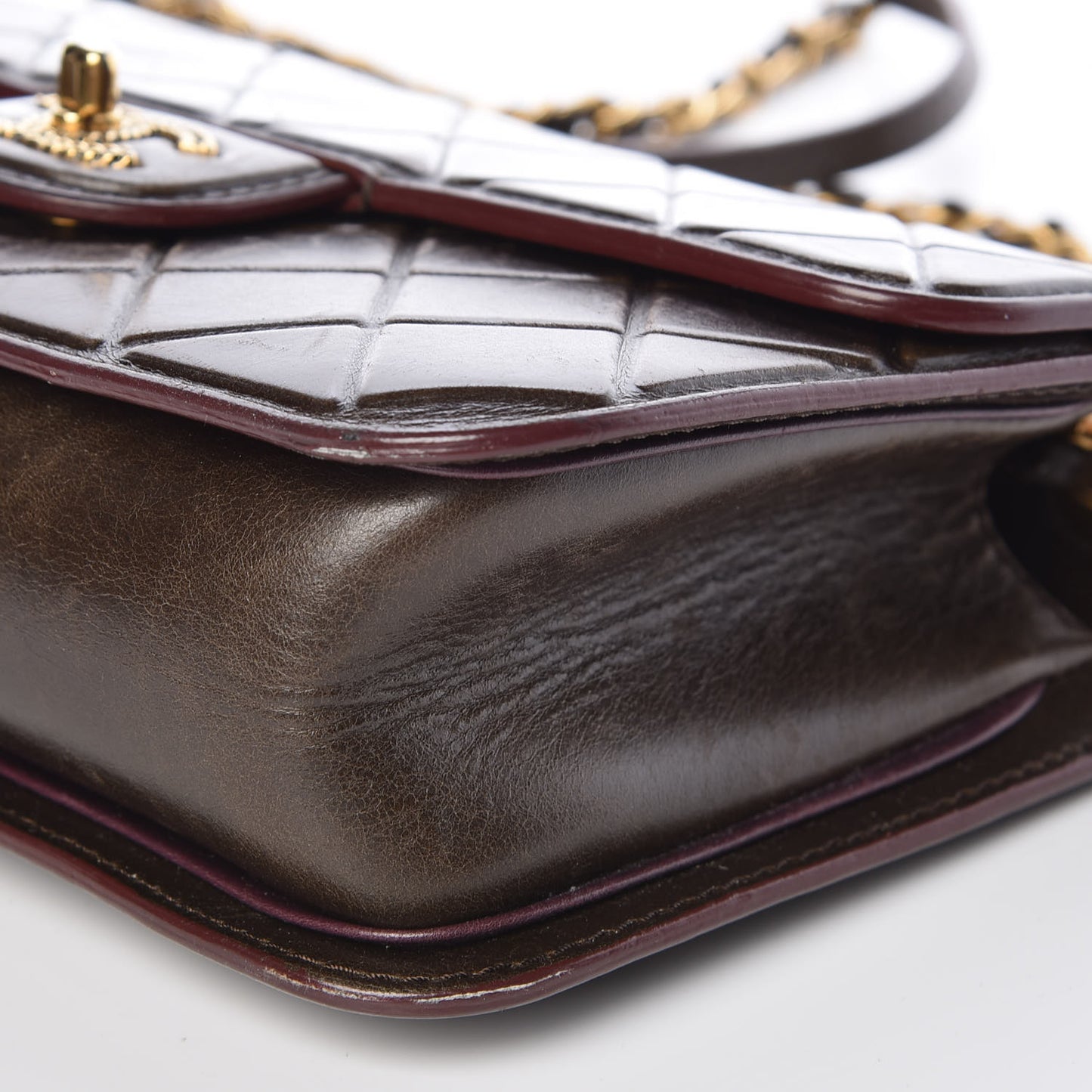 Calfskin Embossed Medium Flap Brown