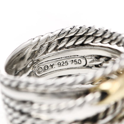David Yurman Sterling Silver 18K Yellow Gold Double X Crossover Ring 52 6 4 of 4