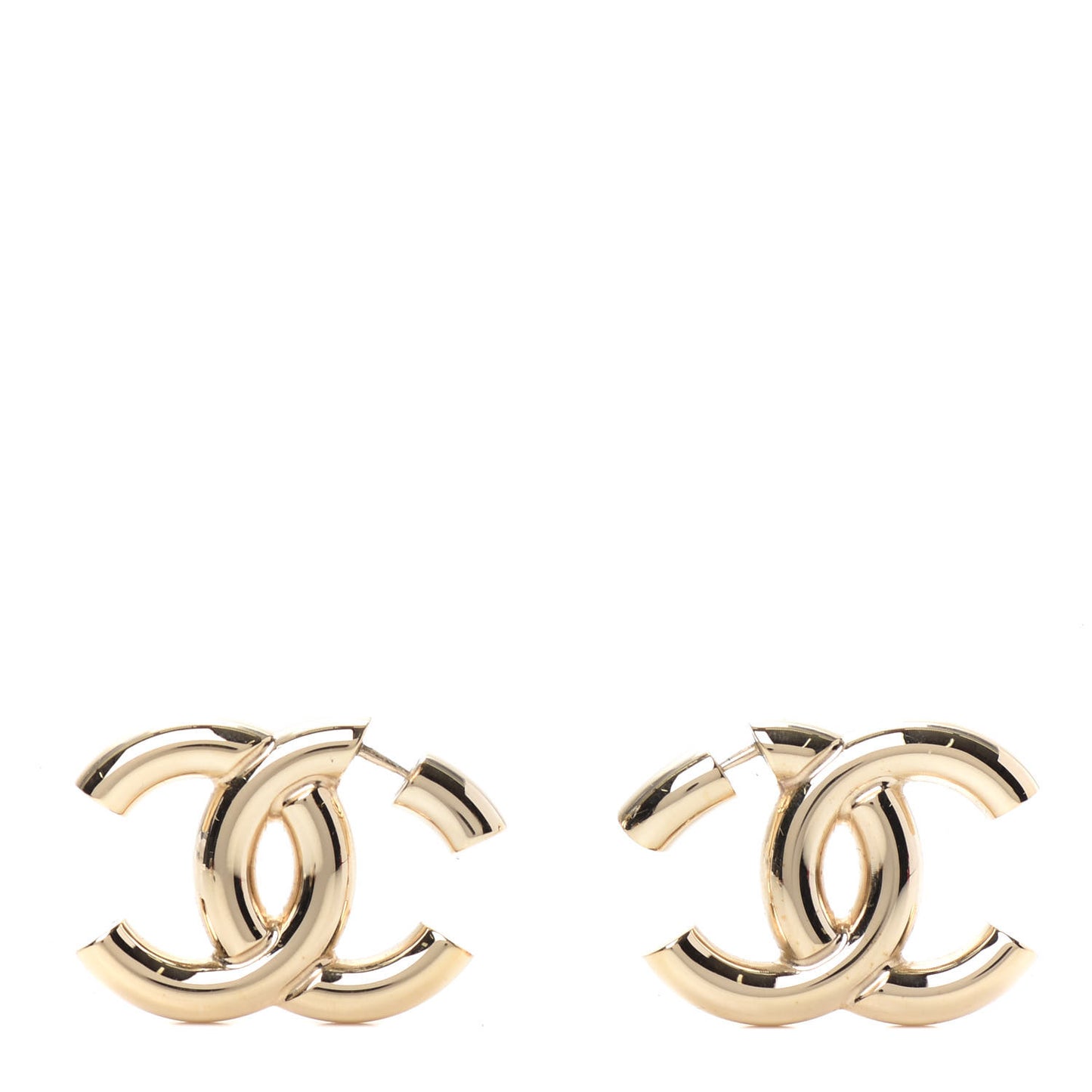 Metal Large CC Earrings Light Gold