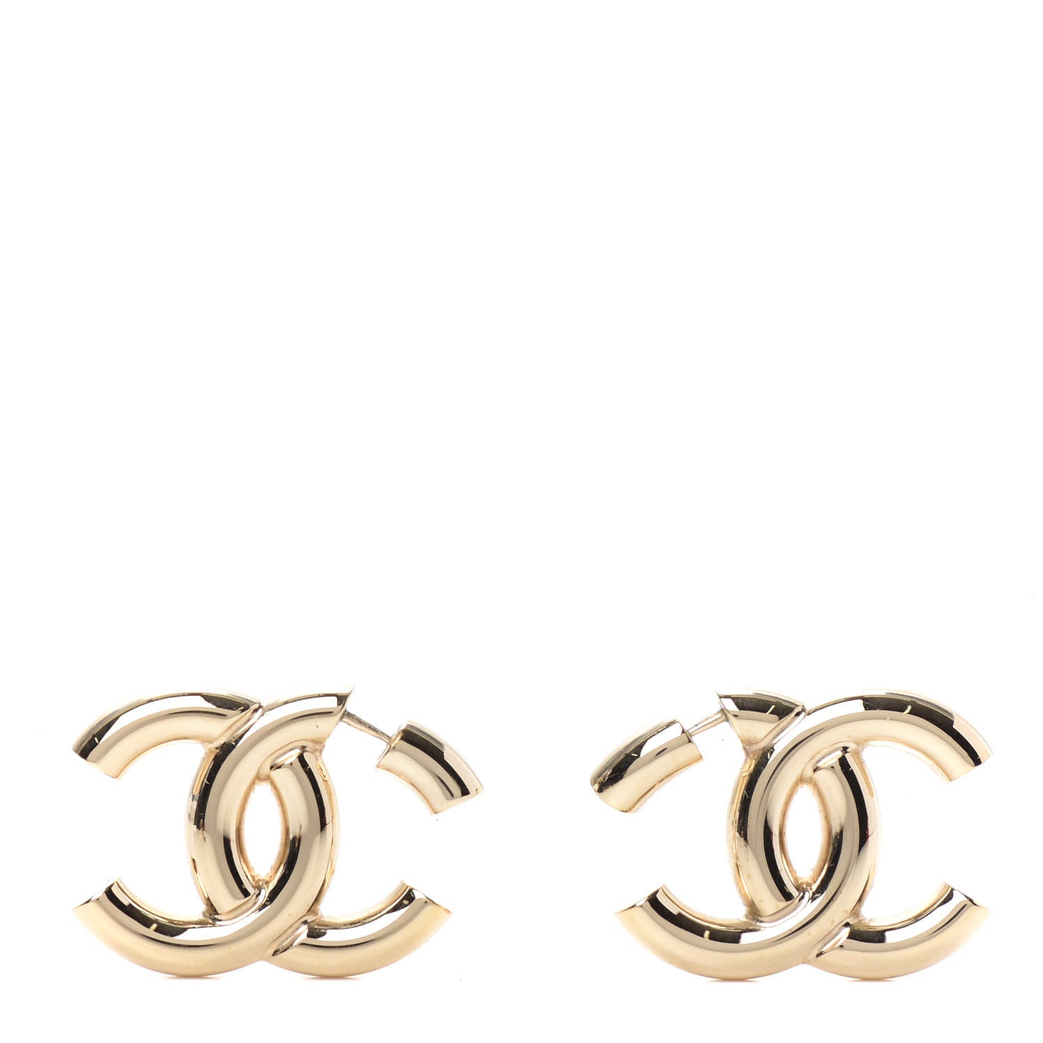Chanel Metal Large CC Earrings Light Gold 1 of 4