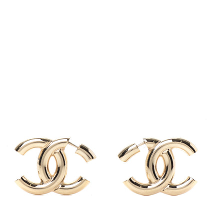 Chanel Metal Large CC Earrings Light Gold 1 of 4