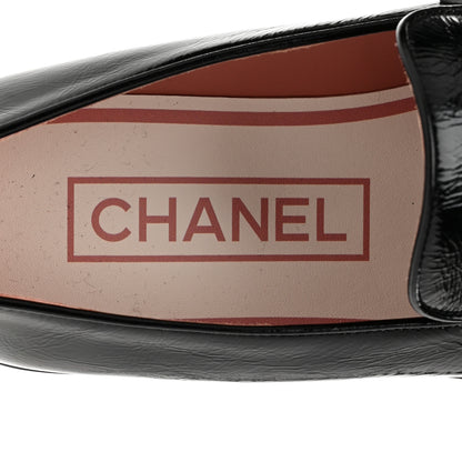 Chanel Shiny Crumpled Calfskin CC Loafers 36.5 Black 7 of 9