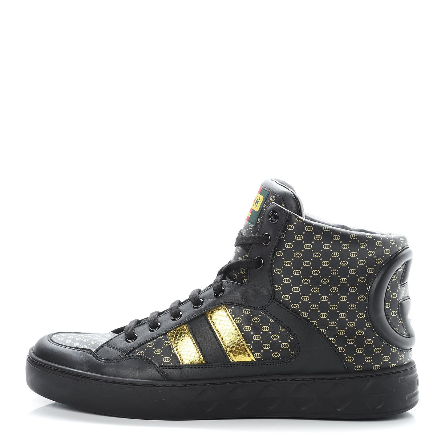 X DAPPER DAN Calfskin Laminated Ayers GG Micro Monogram Mens High Top Sneakers 10 Black