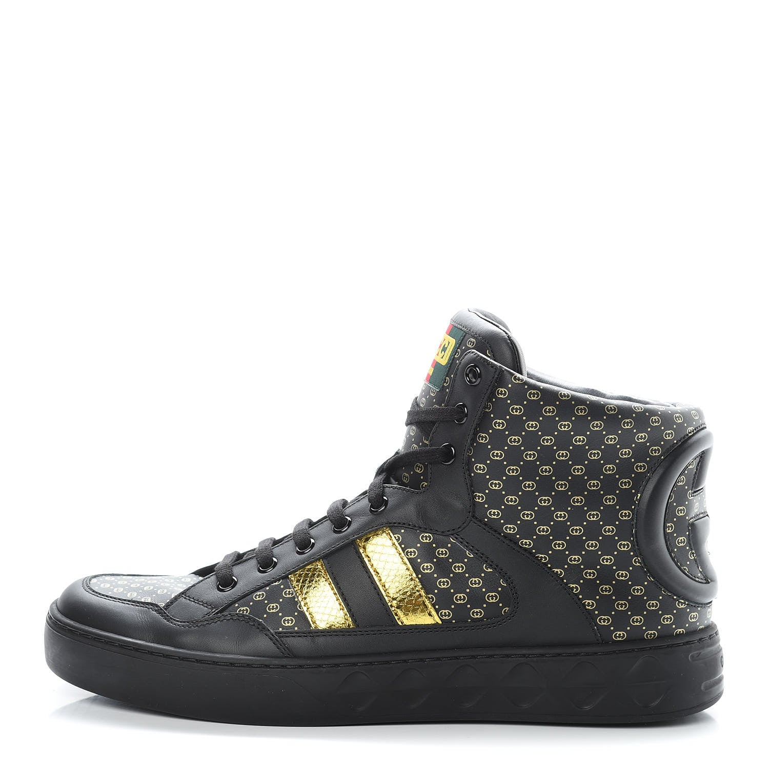 Gucci X DAPPER DAN Calfskin Laminated Ayers GG Micro Monogram Mens High Top Sneakers 10 Black 1 of 7