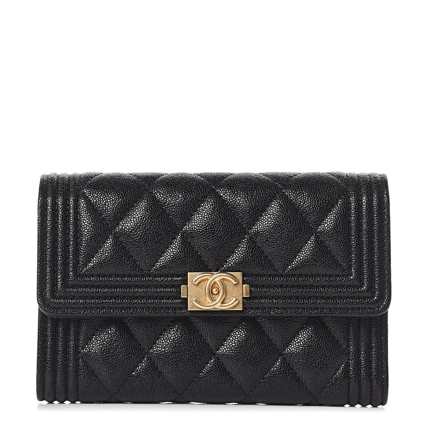 Caviar Quilted Medium Boy Flap Wallet Black