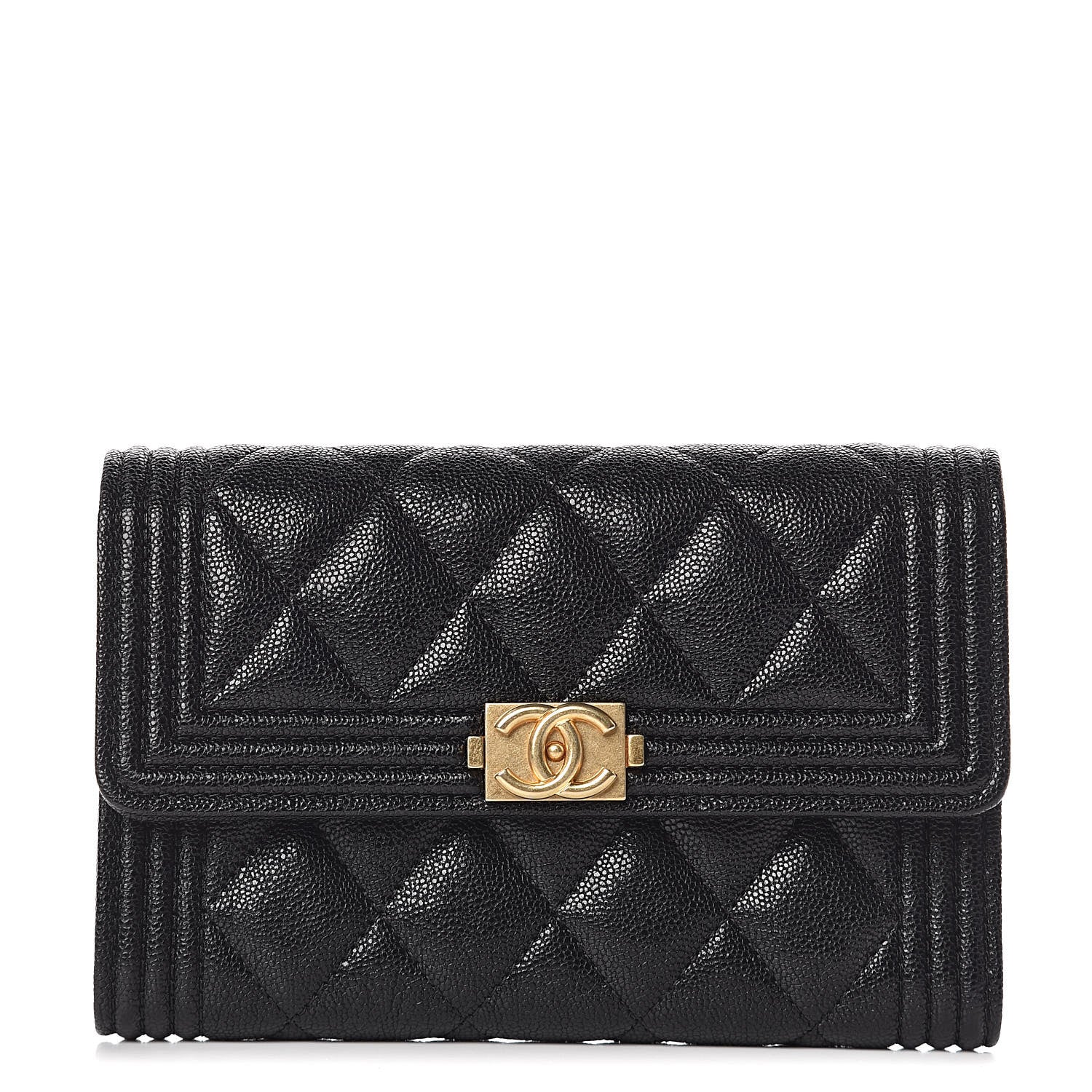 Chanel Caviar Quilted Medium Boy Flap Wallet Black 1 of 9