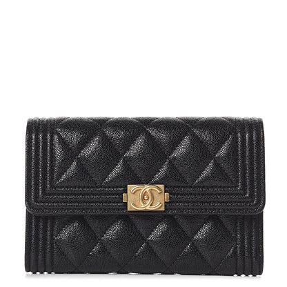 Chanel Caviar Quilted Medium Boy Flap Wallet Black 1 of 9