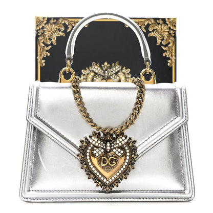 Dolce & Gabbana Metallic Nappa Small Devotion Top Handle Bag Silver 10 of 10