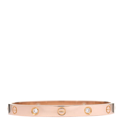 Cartier 18K Pink Gold 4 Diamond LOVE Bracelet 17 2 of 6