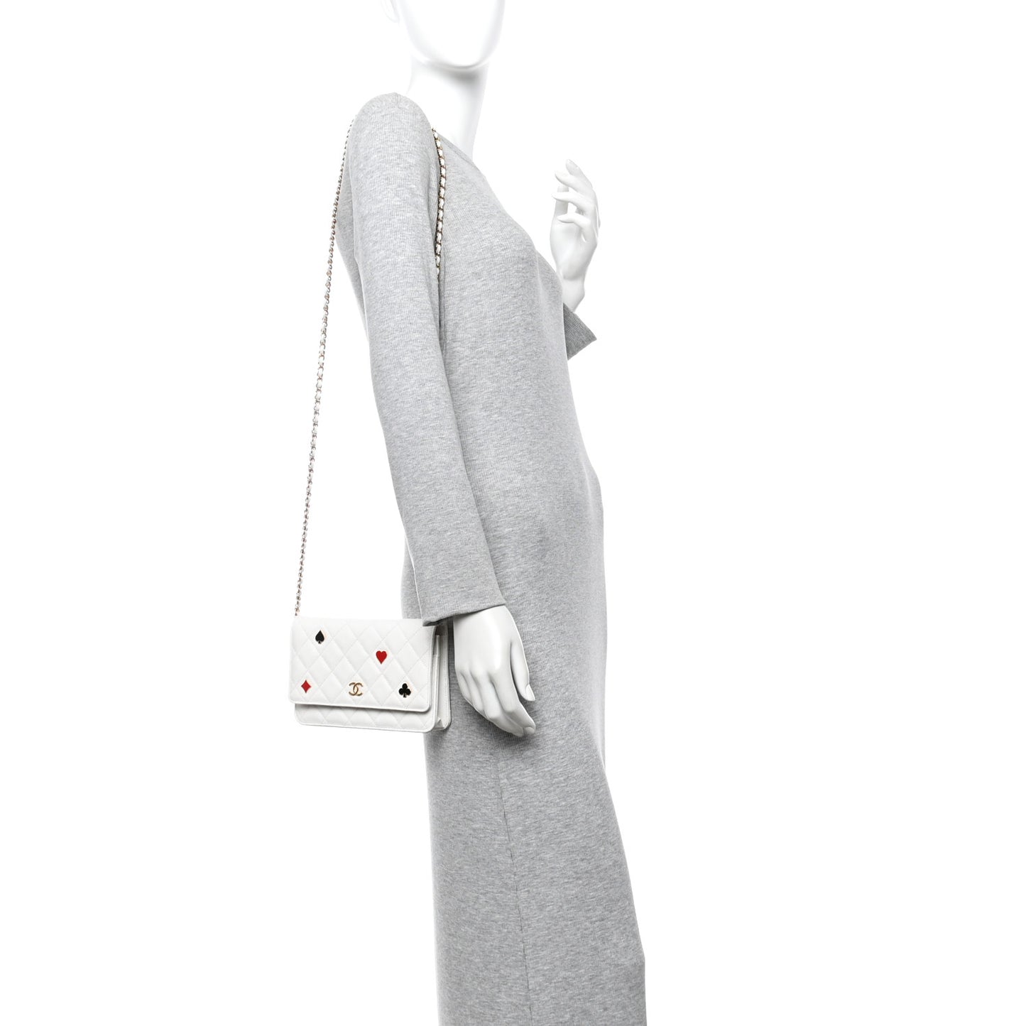 Caviar Quilted Enamel Coco Casino Wallet On Chain WOC White
