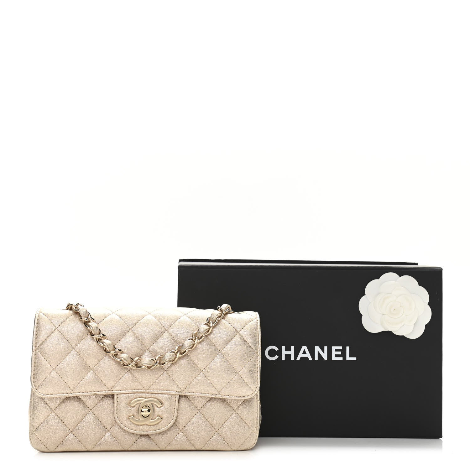 Chanel Metallic Lambskin Quilted Mini Rectangular Flap Gold 11 of 11