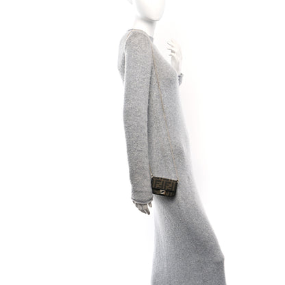 Fendi Fabric Jacquard FF 1974 Nano Baguette Charm Tobacco Moro Black 2 of 11