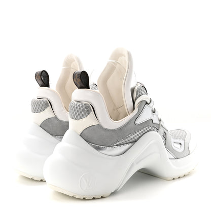 Louis Vuitton Metallic Calfskin Technical Nylon LV Archlight Sneakers 37 White Silver 5 of 9