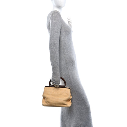 Chanel Woven Straw Raffia Wooden Handle Bag 2 of 10