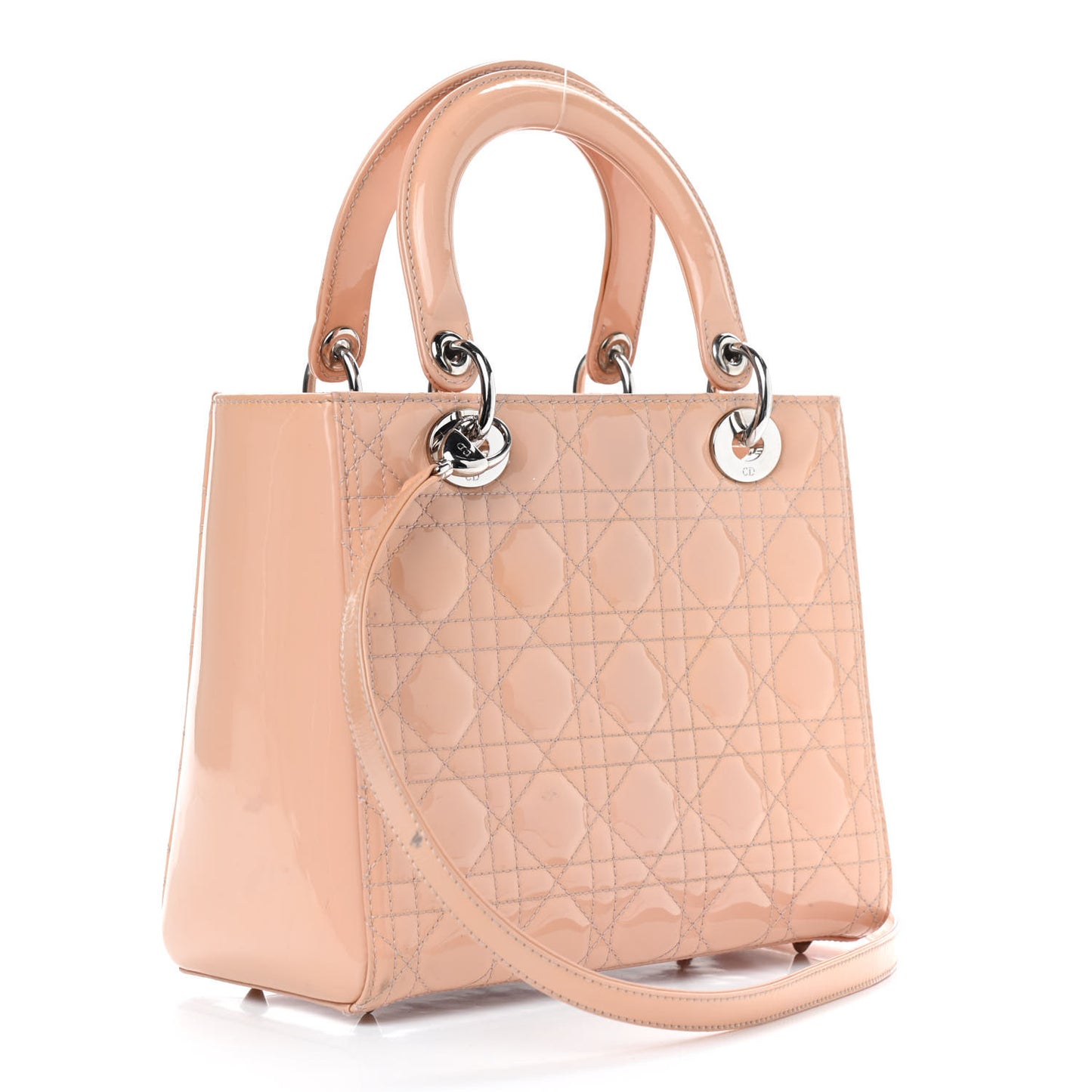 Patent Cannage Medium Lady Dior Rose Clair
