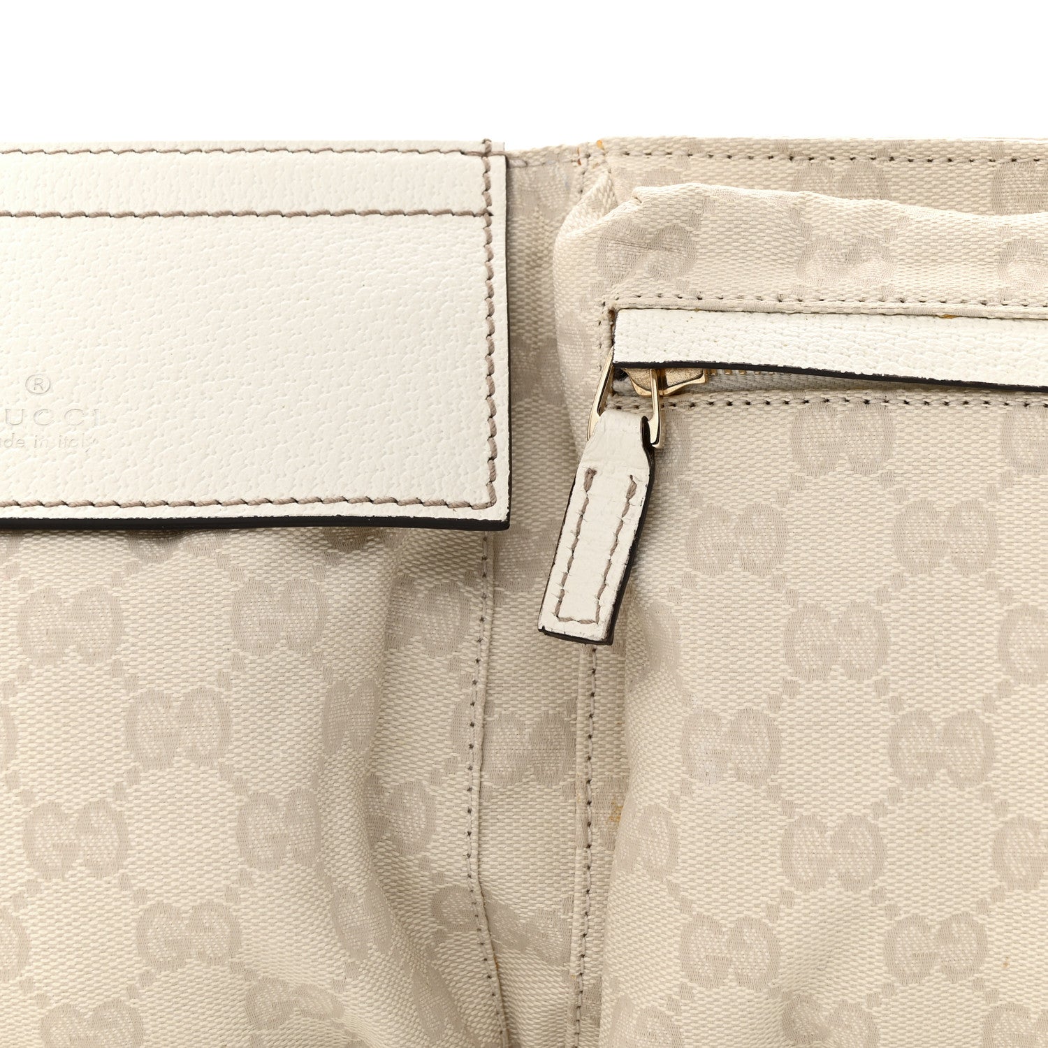Gucci GG Monogram Web Double Pocket Belt Bag White 9 of 11