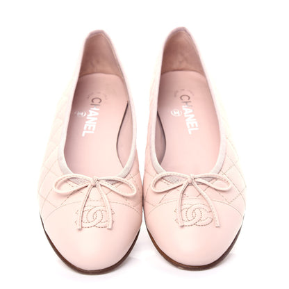 Chanel Lambskin Quilted Cap Toe Ballerina Flats 38.5 Light Pink 5 of 10