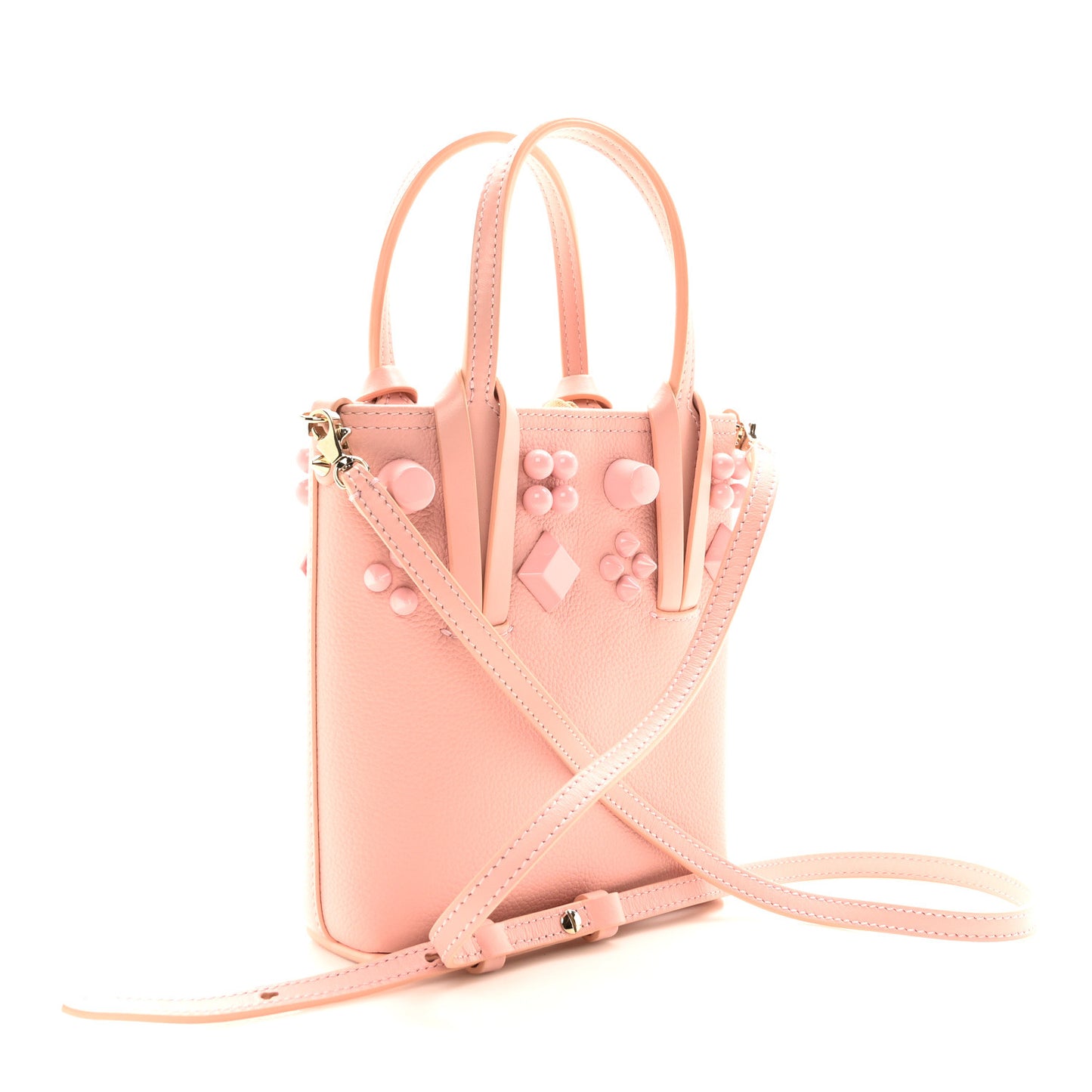 Calfskin Empire Spike Studded Mini North South Cabata Tote Rosy