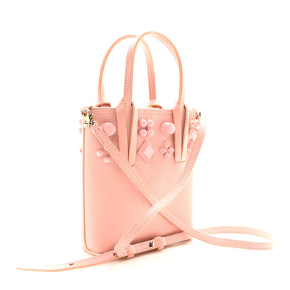 Christian Louboutin Calfskin Empire Spike Studded Mini North South Cabata Tote Rosy 3 of 9