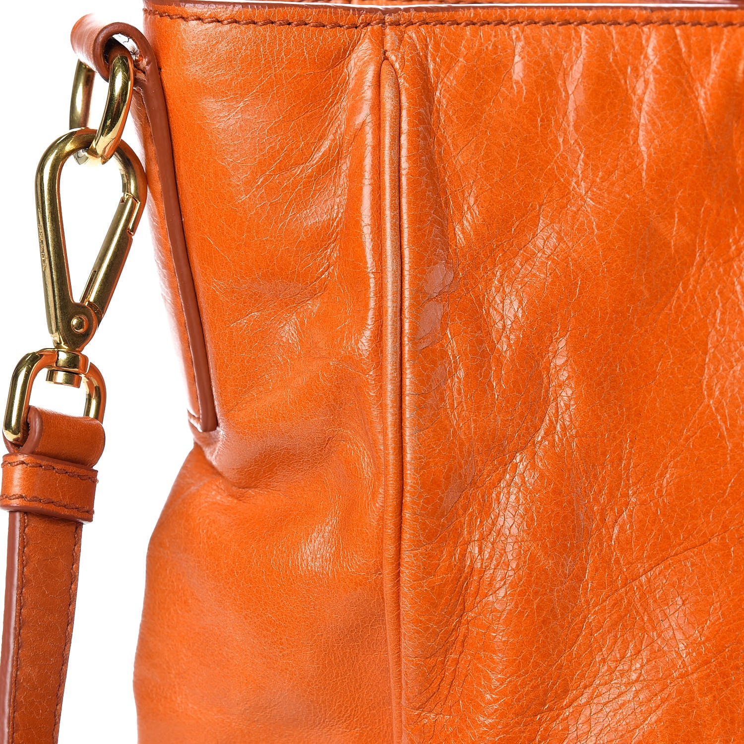 Prada Vitello Shine Top Handle Tote Papaya 12 of 16
