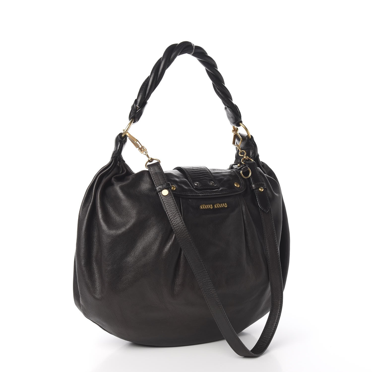 Miu Miu Nappa Hobo Black 2 of 8
