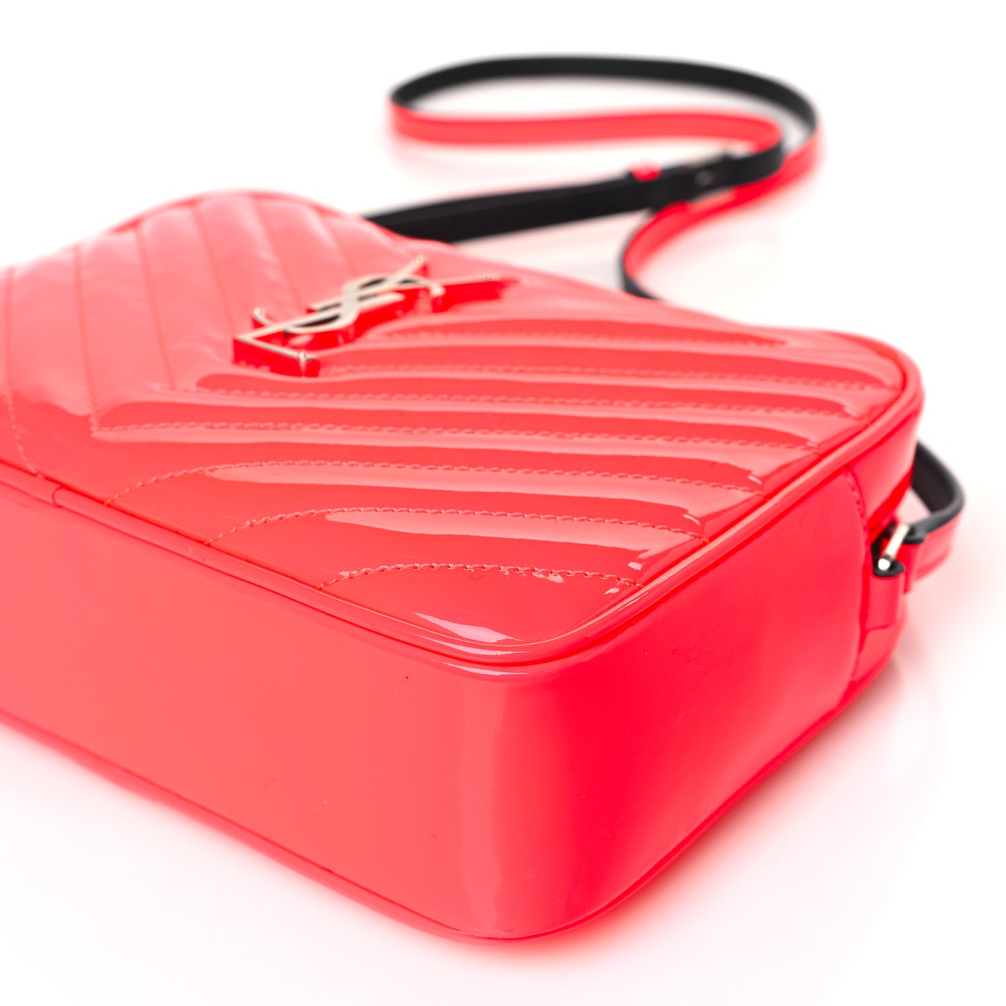Patent Calfskin Matelasse Monogram Lou Camera Bag Neon Pink