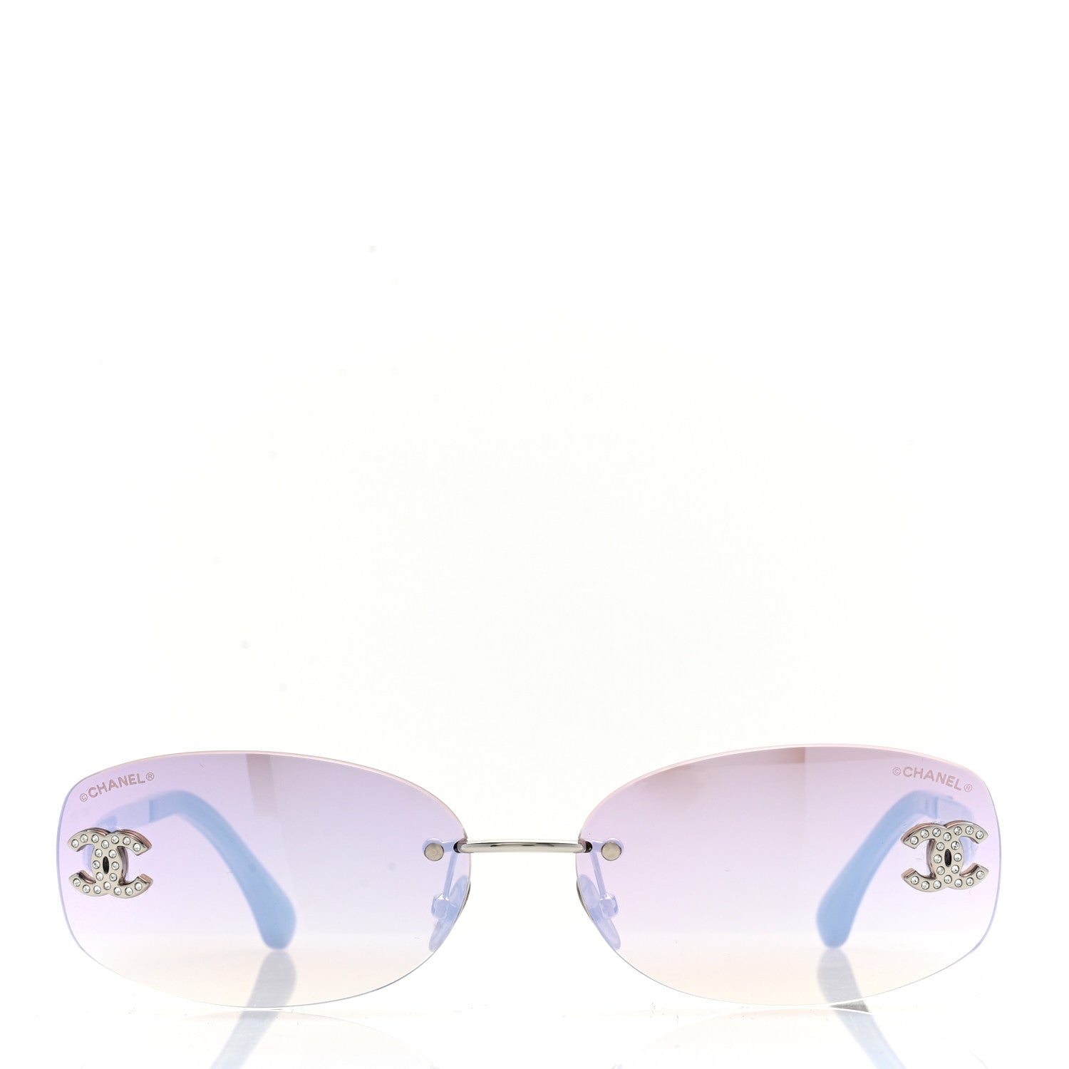 Chanel Metal Mirrored Crystal CC Oval Sunglasses 71559 Pink 2 of 8