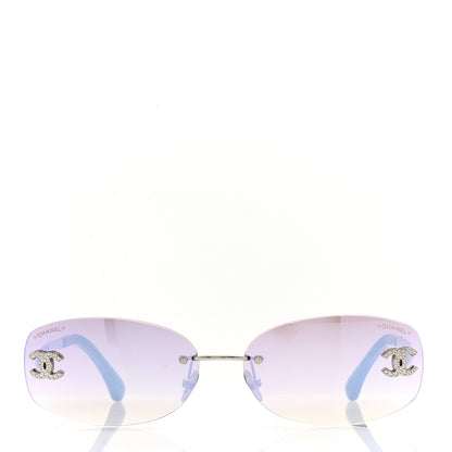 Chanel Metal Mirrored Crystal CC Oval Sunglasses 71559 Pink 2 of 8