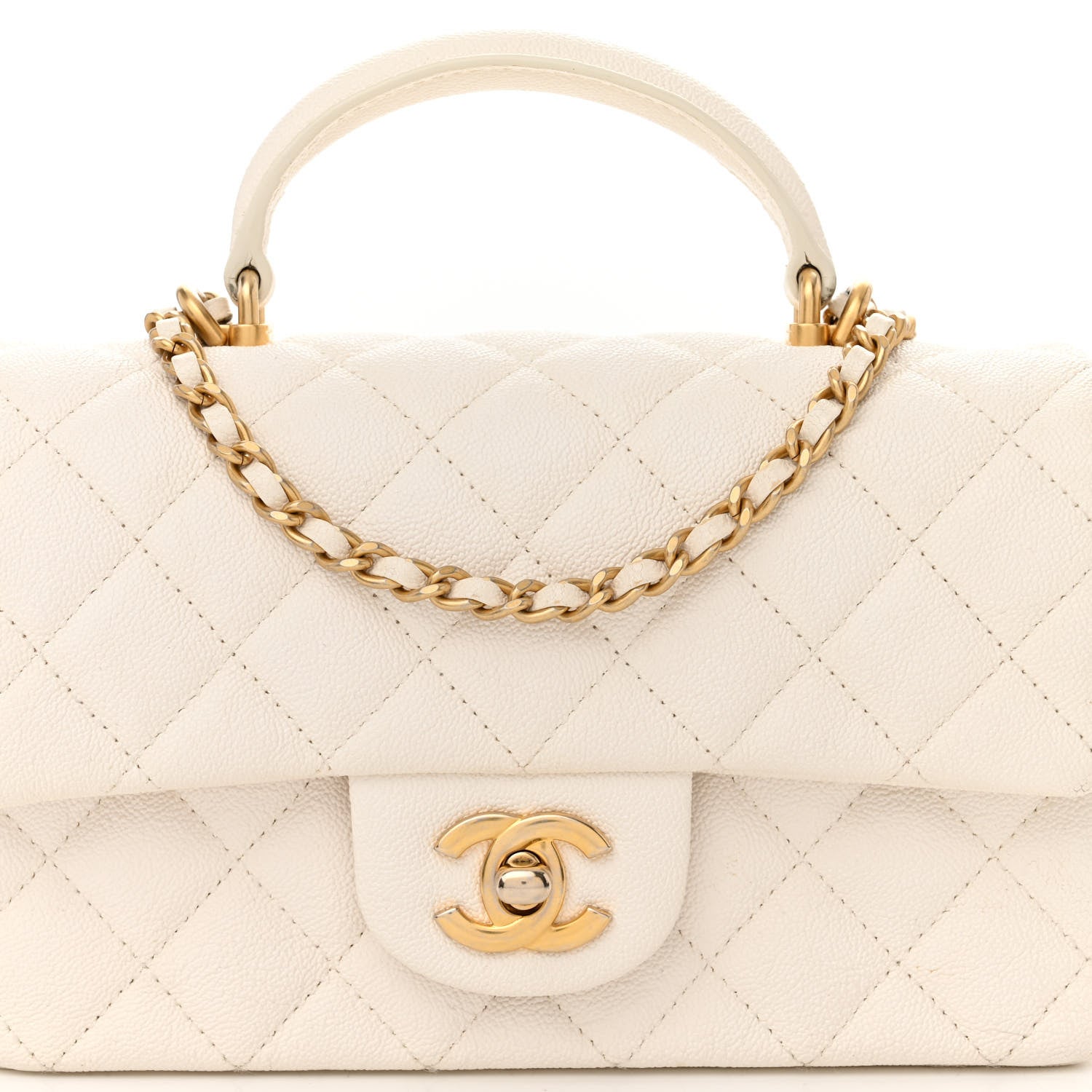 Chanel Caviar Quilted Mini Top Handle Rectangular Flap White 8 of 14