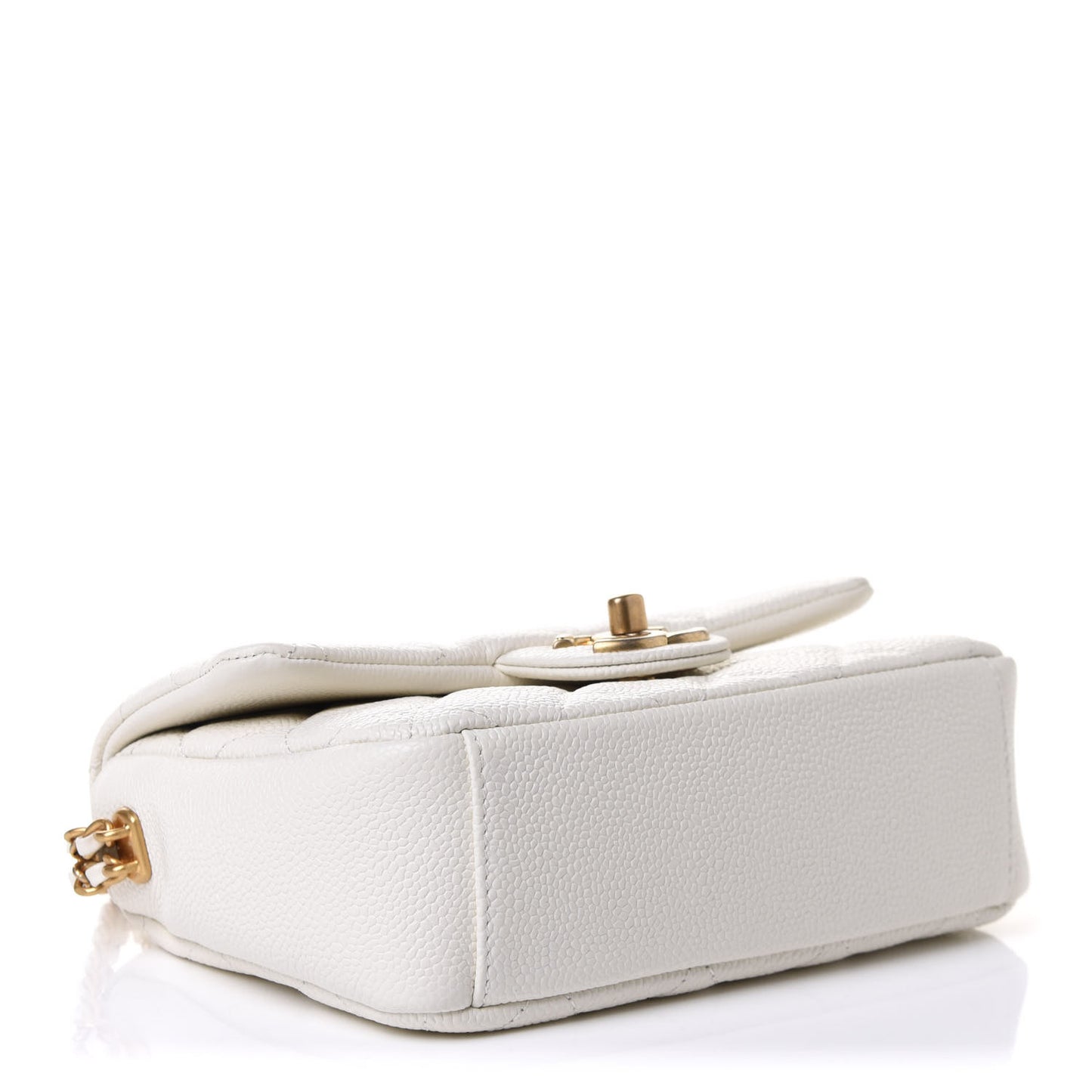 Caviar Quilted Mini Chain Soul Flap White