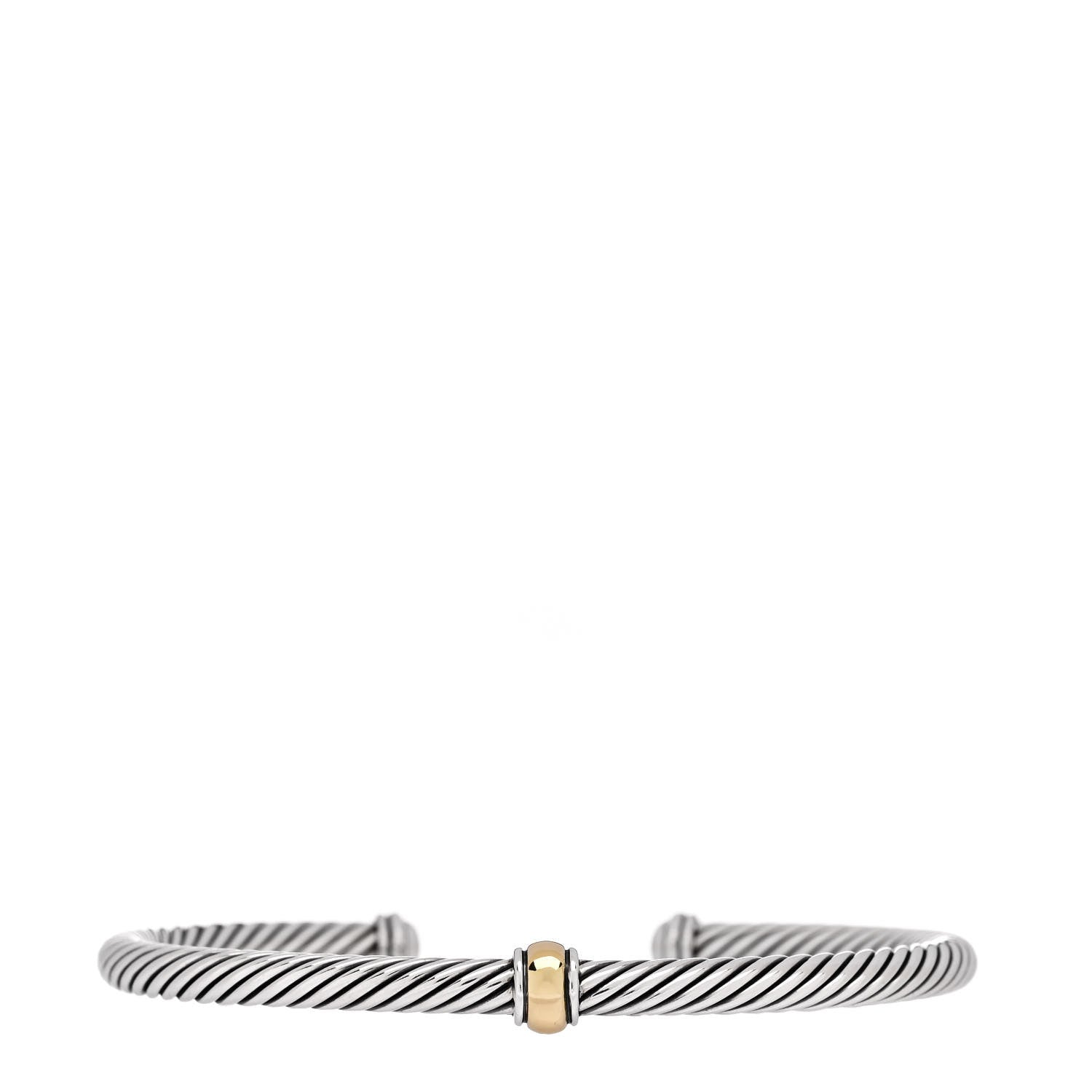 David Yurman Sterling Silver 18K Yellow Gold 4mm Station Cable Bracelet 1 of 3