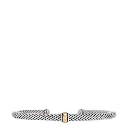 David Yurman Sterling Silver 18K Yellow Gold 4mm Station Cable Bracelet 1 of 3