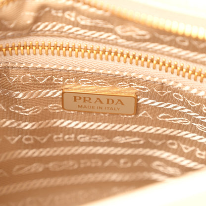 Prada Glossy Calfskin Triangle Medium Bonnie Shoulder Bag Travertine 6 of 10