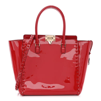 Valentino Garavani Patent Monochrome Rockstud Double Handle Tote Rosso Valentino 1 of 9