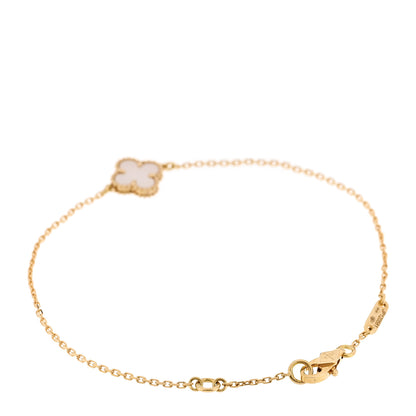 Van Cleef & Arpels 18K Yellow Gold Mother of Pearl Sweet Alhambra Bracelet 2 of 6