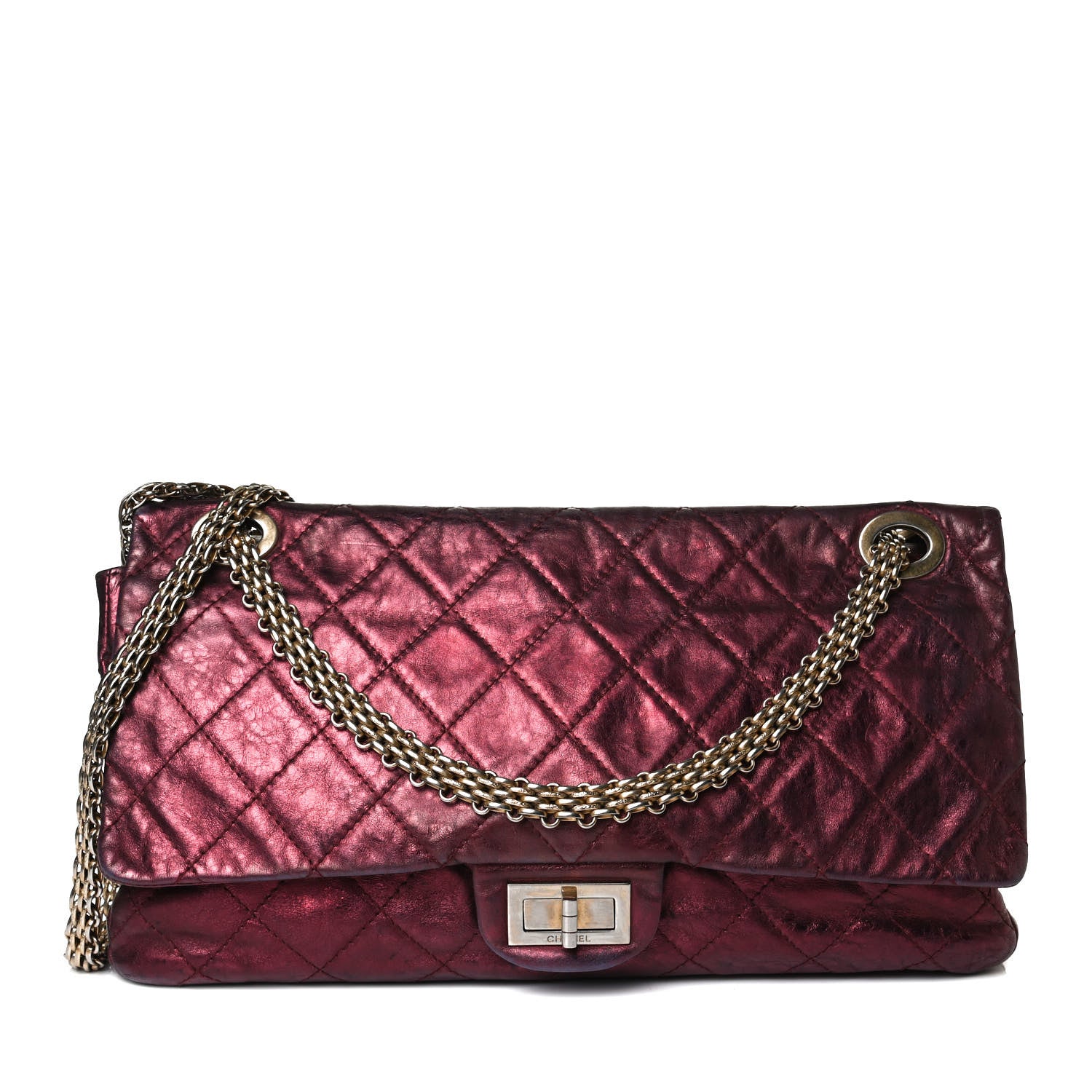 Chanel Metallic Aged Calfskin Quilted 2.55 Reissue 226 Flap Dark Red 1 of 20